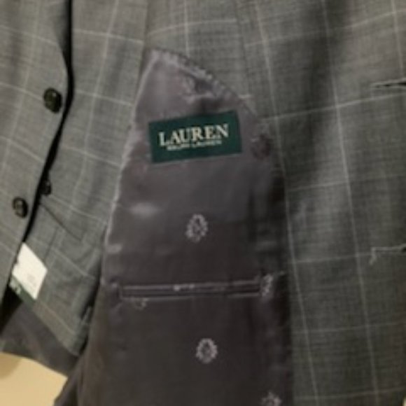 NWT RL Grey Windowpane Suit 100% Wool 44 - Picture 2 of 5